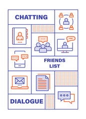 Modern Flat Line Color illustration Concept for Communication Media. Concepts web banner and printed materials. Vector Illustration