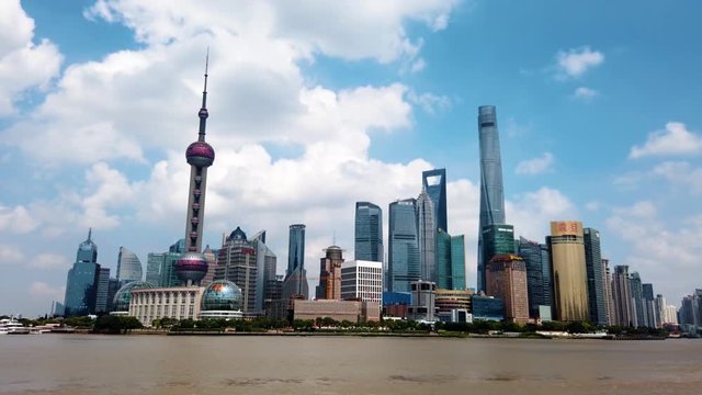 Shanghai modern skyline day time-lapse footage with amazing skyscrapers view in China