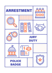 Modern Flat Line Color illustration Concept for Crime and Law. Concepts web banner and printed materials. Vector Illustration