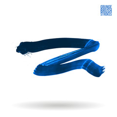 Blue brush stroke and texture. Grunge vector abstract hand - painted element. Underline and border design.