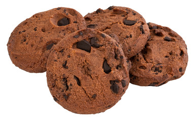 Chocolate chip cookie isolated on white background