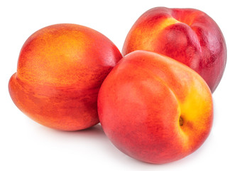 Nectarine fruit isolated on white background. Clipping Path