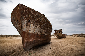 abandoned old boat on the beach