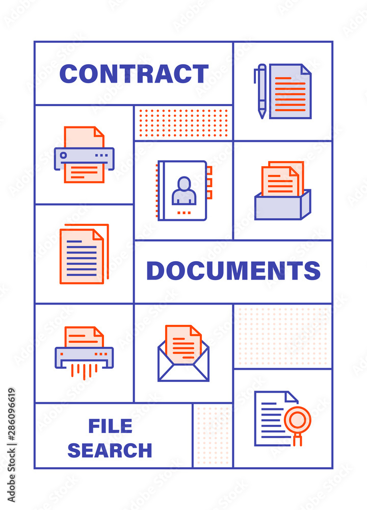 Poster modern flat line color illustration concept for paper work. concepts web banner and printed material