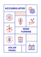Modern Flat Line Color illustration Concept for Sustainable , Ecology and Energy. Concepts web banner and printed materials. Vector Illustration