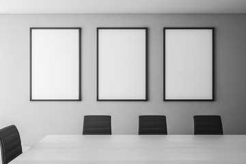 Modern meeting room with banner