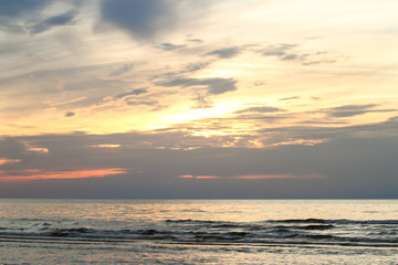 Fototapeta premium Beautiful Jūrmala countryside view of lovely and calm Baltic sea in a warm summer evening.