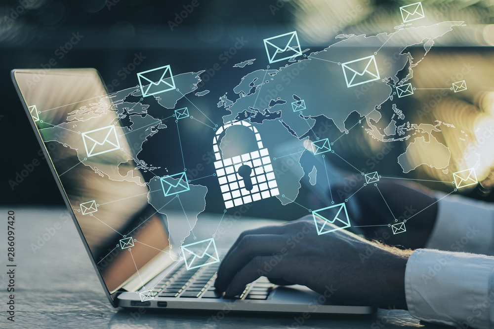 Poster Hand using notebook with padlock