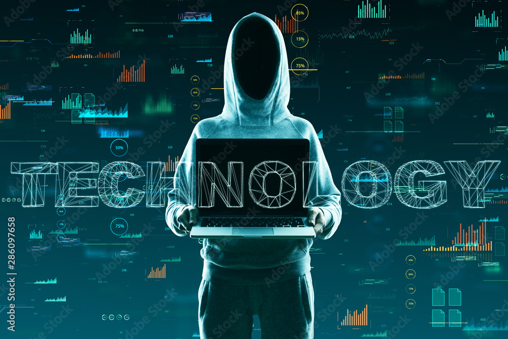 Aufkleber technology and hacking concept