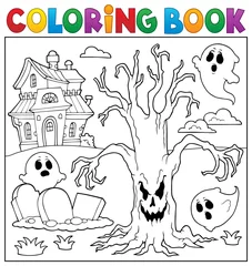 Papier Peint photo Pour enfants Livre de coloriage arbre fantasmagorique thématique 2