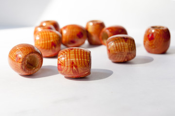 Bright beads on a light background