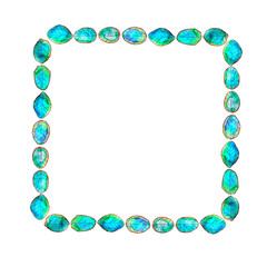 Frame of abstract watercolor leaves. Isolated on white background. Hand drawn