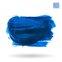 Blue brush stroke and texture. Grunge vector abstract hand - painted element. Underline and border design.