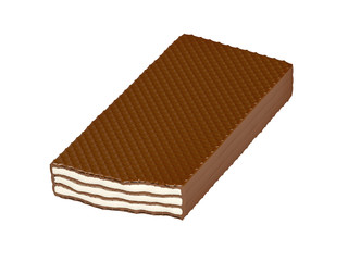 Chocolate wafer isolated on white