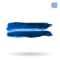 Blue brush stroke and texture. Grunge vector abstract hand - painted element. Underline and border design.