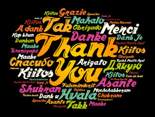 Thank You word cloud in different languages, concept background