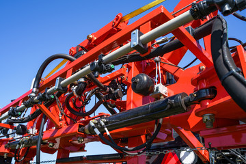 Hydraulic system, steel tubes, industrial tools equipment on agricultural machinery tractor or...