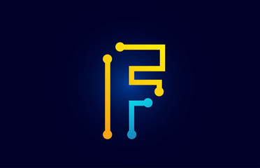 blue and orange letter F alphabet logo icon design