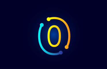 number 0 zero in blue and orange color for logo icon design