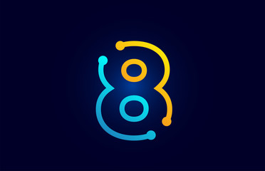 number 8 in blue and orange color for logo icon design