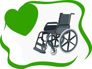 Fototapeta na wymiar Wheelchair design concept, wheelchair rental. Can be used for website and mobile site and application. Vector illustration .