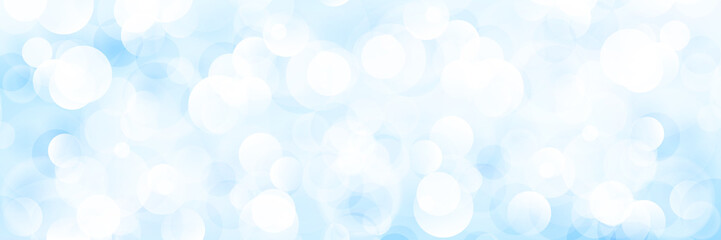 Soft Bright Abstract Bokeh Banner in Shades of Blue, Soft Glow of the Sun , Defocused Lights, Vector Illustration © serz72