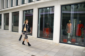 woman, shopping in a shoppingstreet