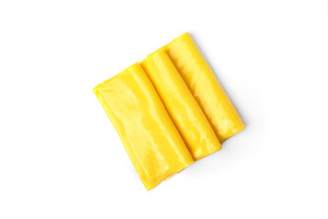 Processed cheese isolated on white background.