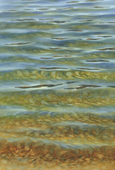 Sunny water with transparent waves watercolor background