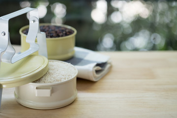 Thai jasmine rice and Thai riceberry Thai style food carrier