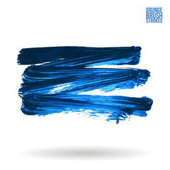 Blue brush stroke and texture. Grunge vector abstract hand - painted element. Underline and border design.