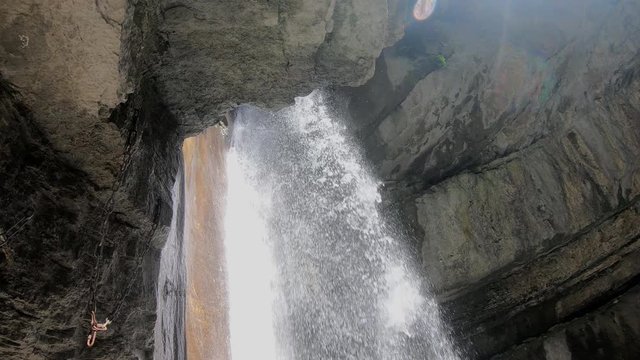 Powerful waterfall, Angon near Annecy lake, France