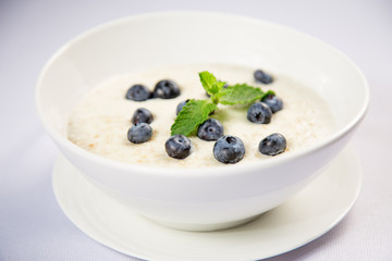 porridge with nuts and blueberries