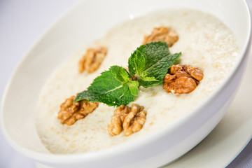 porridge with nuts and blueberries