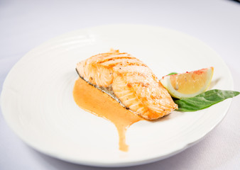 grilled salmon with sauce