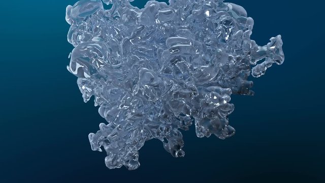 Underwater oxygen explosion 3D animation. Realistic water blast with air bubbles rising to the top isolated on dark blue background. Alpha channel included for VFX compositing. Abstract 4K transition