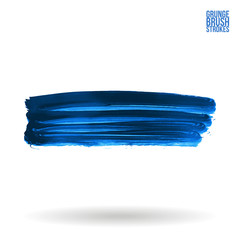 Fototapeta premium Blue brush stroke and texture. Grunge vector abstract hand - painted element. Underline and border design.
