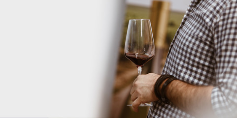 Wine glass white and rose image for banner advertorial website cover brochure template mock-up