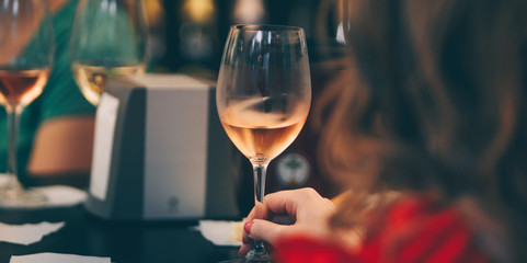 Wine glass white and rose image for banner advertorial website cover brochure template mock-up