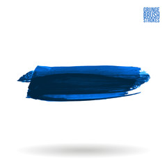Blue brush stroke and texture. Grunge vector abstract hand - painted element. Underline and border design.