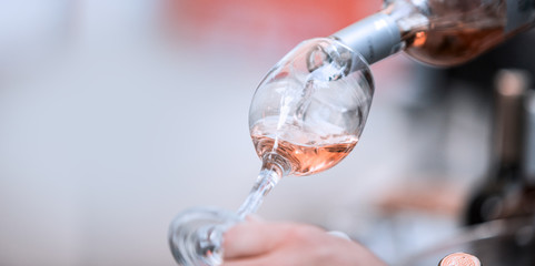 Wine glass white and rose image for banner advertorial website cover brochure template mock-up