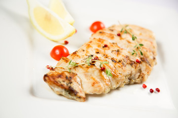 chicken steak on a white background