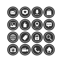 Vector set of universal web icons for media, communication, business, mobile and meteorology.