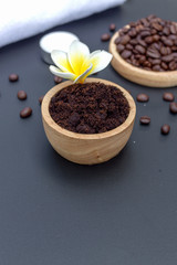 healthy skin concept. coffee skin scrub for spa with soft-focus and over light in the background