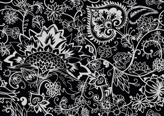 Paisley. Seamless Textile floral pattern with oriental paisley ornament.