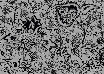 Image of Paisley. Seamless Textile floral pattern with oriental paisley ornament. printed on Printed Glass Splashbacks