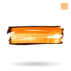 Orange brush stroke and texture. Grunge vector abstract hand - painted element. Underline and border design.