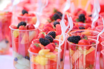 Fruits cup snack summer food background