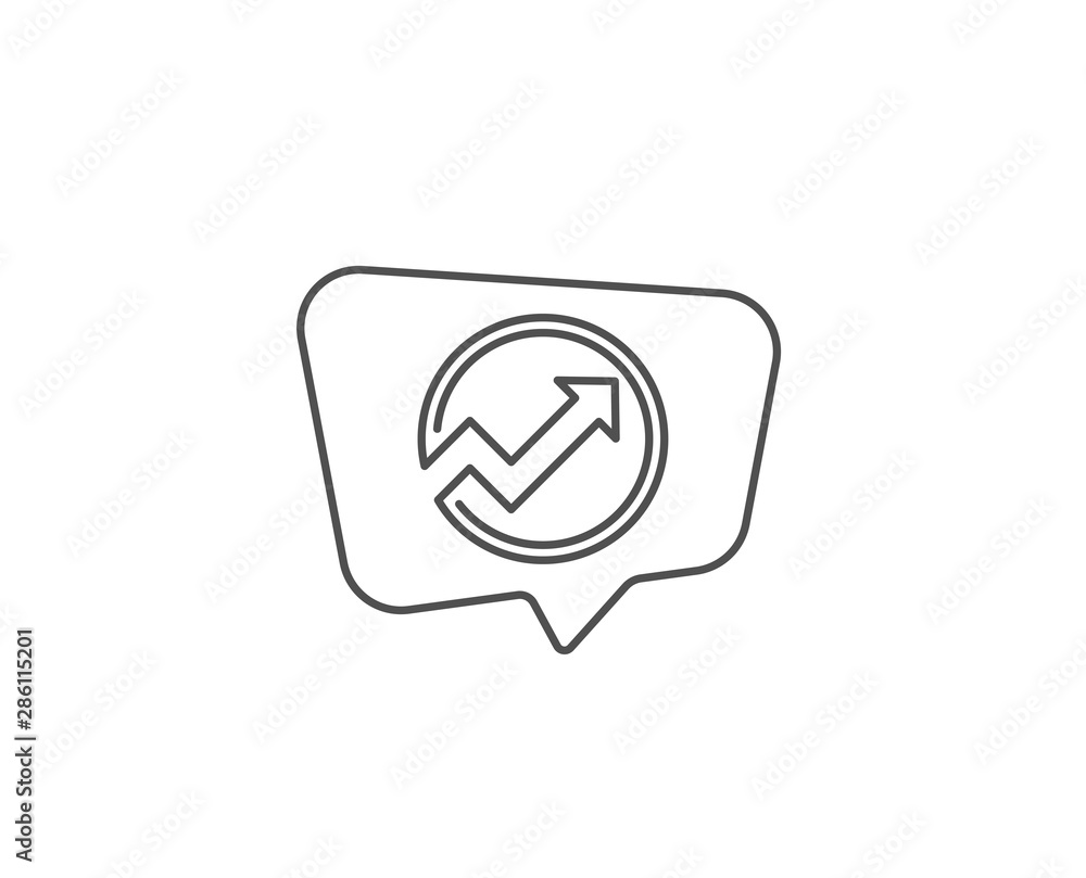 Poster chart line icon. chat bubble design. report graph or sales growth sign in circle. analysis and stati