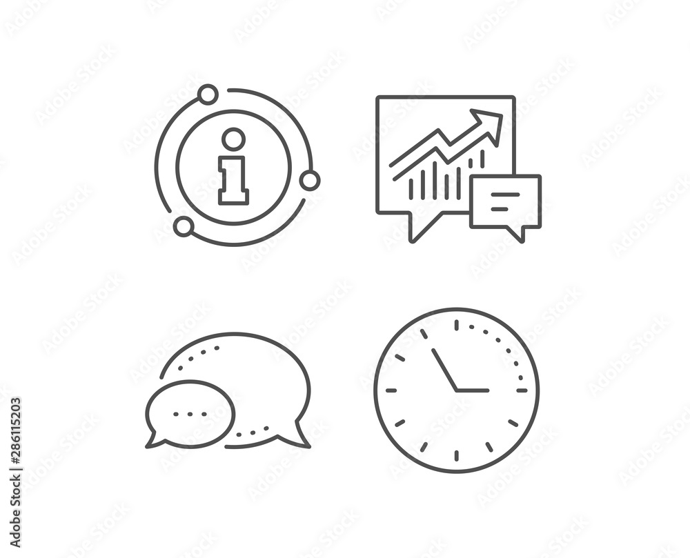 Poster chart line icon. chat bubble, info sign elements. report graph or sales growth sign in speech bubble